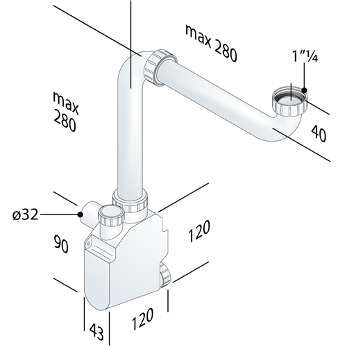 omp 16505005 ruimtebesparende sifon 5/4 x 32