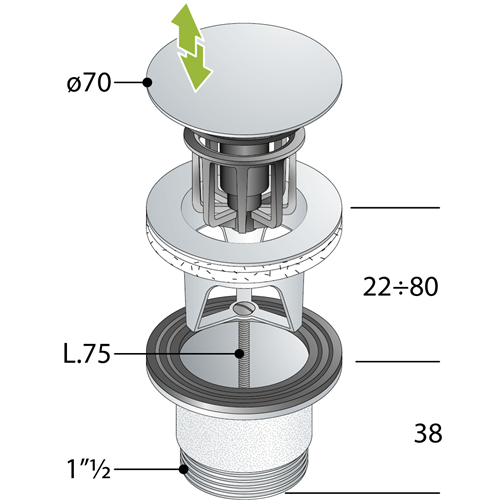 omp 83340606 clickplug met overloop 6/4 chroom