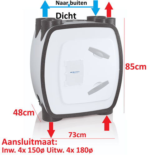 itho 0300390 WTW huis per h85xb73x48cm HRU 350m³/h