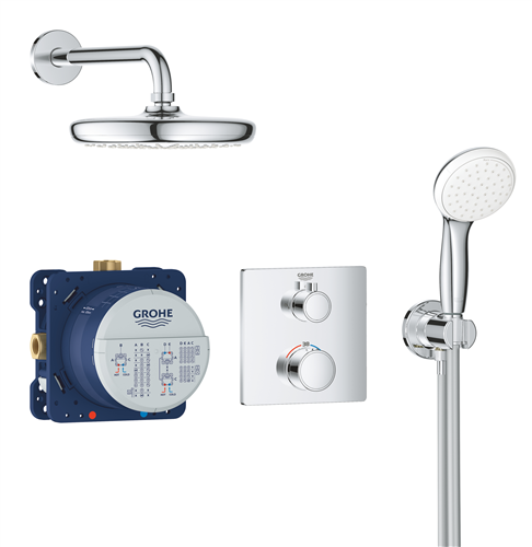 grohe 34729000 perfect showerset vierk.inb.kopØ21cm