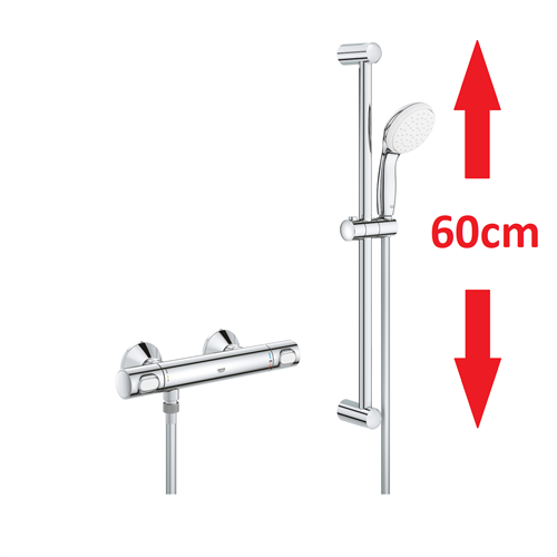 grohe 34796001 douchetherm 500 glijstang set 60cm