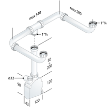 omp 16505005 ruimtebesparende duplosifon 5/4 x 32
