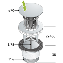 omp 83340606 clickplug met overloop 6/4 chroom