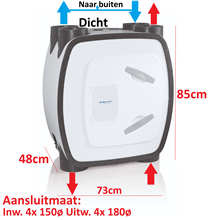 itho 0300390 WTW huis per h85xb73x48cm HRU 350m³/h